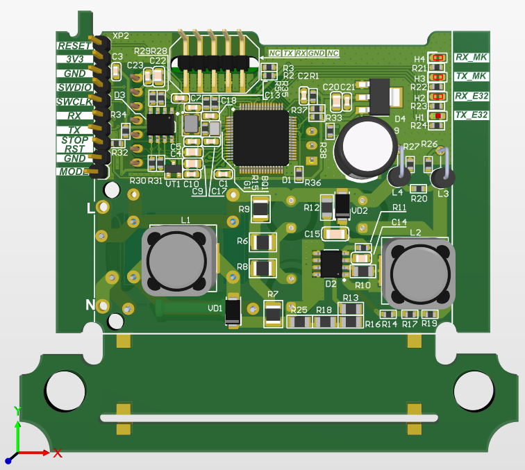 E32 Power / Control Board — 3d top